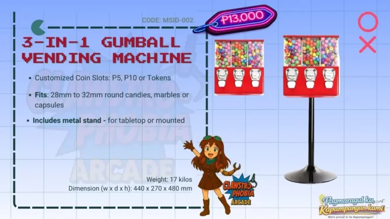 3-in-1 Gumball Machine Non Electric Arcade Machine for Sale
