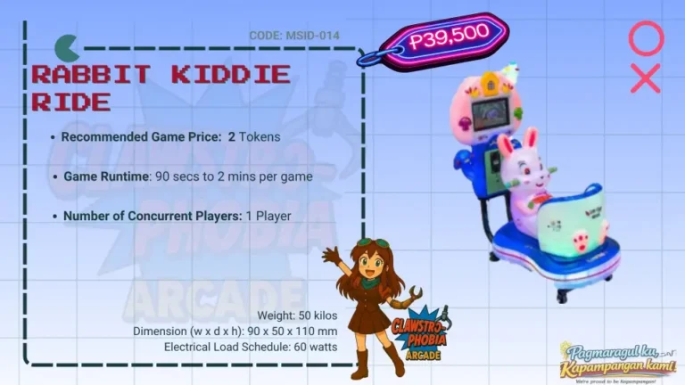 Kiddie Ride Token Coin Operated Bunny Rabbit with Flat Screen Arcade Machine