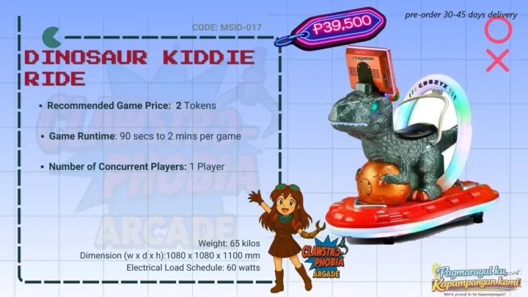 Kiddie Ride Token Coin Operated Dinosaur with Flat Screen Arcade Machine