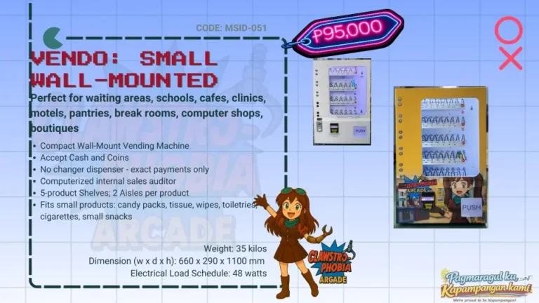 Non Ref Wall Mounted Vending Machine with Coin and Cash Acceptor